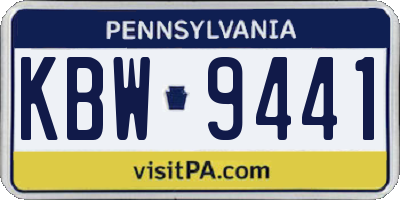 PA license plate KBW9441