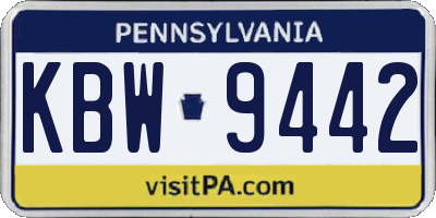 PA license plate KBW9442