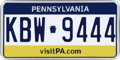 PA license plate KBW9444