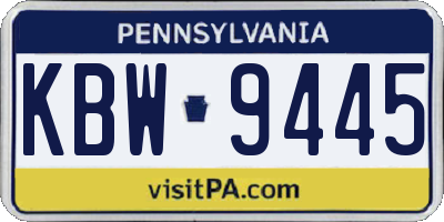 PA license plate KBW9445