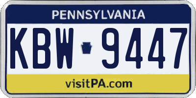 PA license plate KBW9447