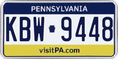 PA license plate KBW9448