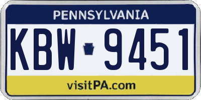 PA license plate KBW9451