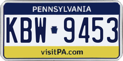 PA license plate KBW9453