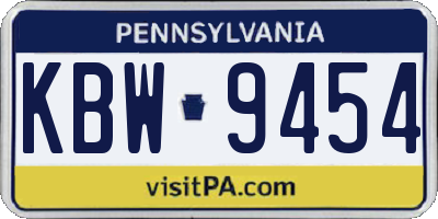 PA license plate KBW9454