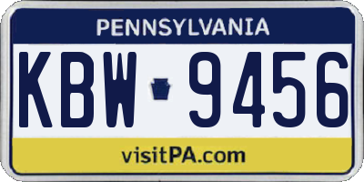 PA license plate KBW9456