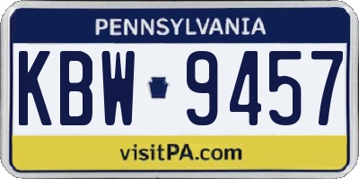 PA license plate KBW9457