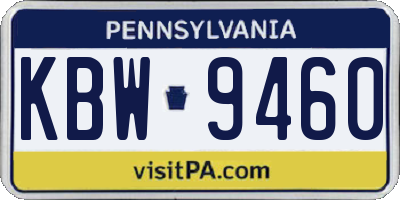 PA license plate KBW9460