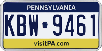 PA license plate KBW9461