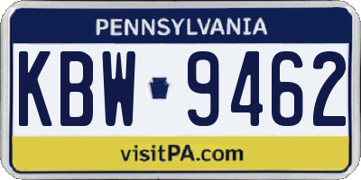 PA license plate KBW9462