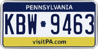 PA license plate KBW9463