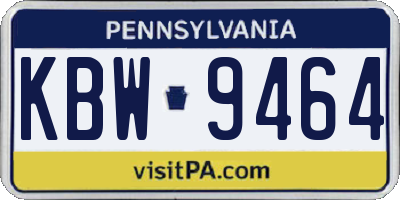 PA license plate KBW9464