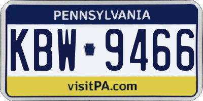 PA license plate KBW9466