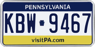 PA license plate KBW9467