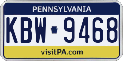 PA license plate KBW9468
