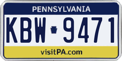 PA license plate KBW9471