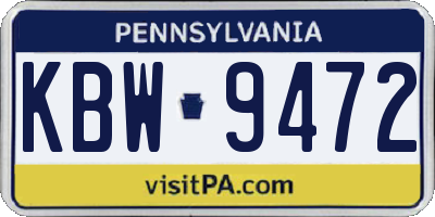 PA license plate KBW9472