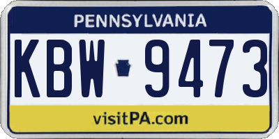 PA license plate KBW9473