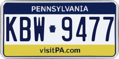 PA license plate KBW9477