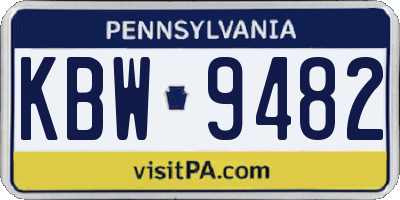 PA license plate KBW9482