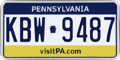 PA license plate KBW9487