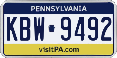 PA license plate KBW9492