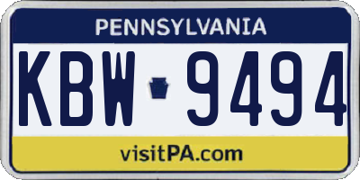 PA license plate KBW9494