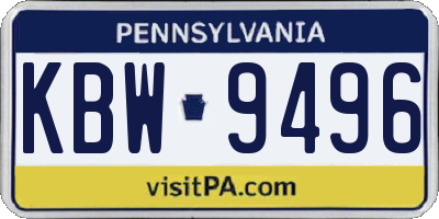 PA license plate KBW9496