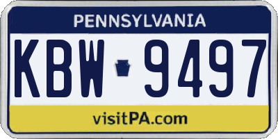 PA license plate KBW9497