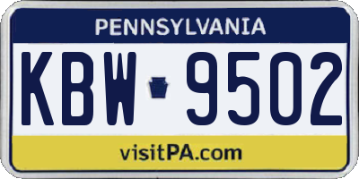 PA license plate KBW9502