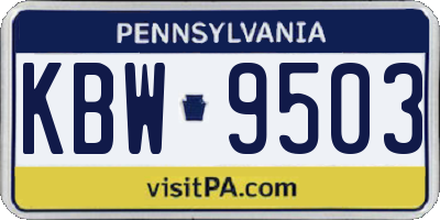 PA license plate KBW9503