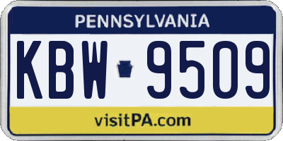 PA license plate KBW9509