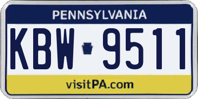 PA license plate KBW9511