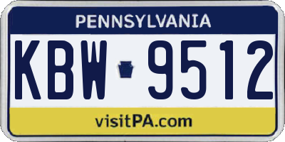 PA license plate KBW9512