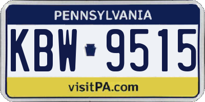 PA license plate KBW9515