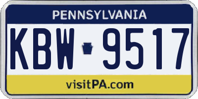 PA license plate KBW9517