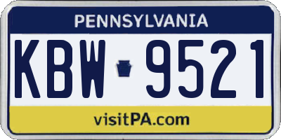 PA license plate KBW9521