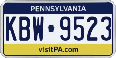 PA license plate KBW9523
