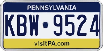 PA license plate KBW9524