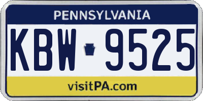 PA license plate KBW9525