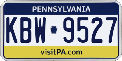 PA license plate KBW9527