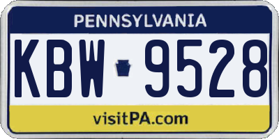 PA license plate KBW9528