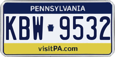 PA license plate KBW9532