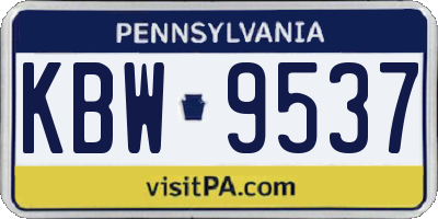 PA license plate KBW9537