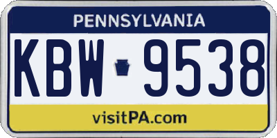 PA license plate KBW9538
