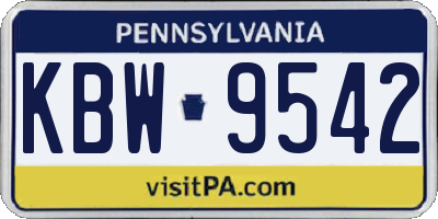 PA license plate KBW9542