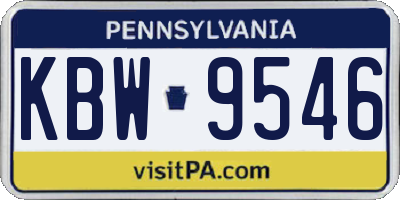 PA license plate KBW9546