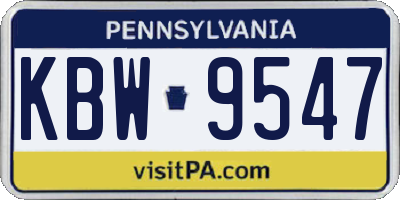 PA license plate KBW9547