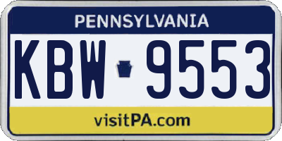 PA license plate KBW9553