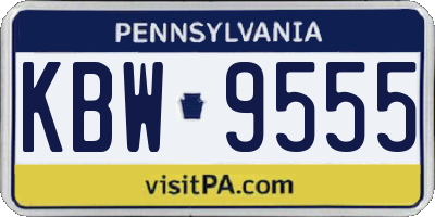 PA license plate KBW9555